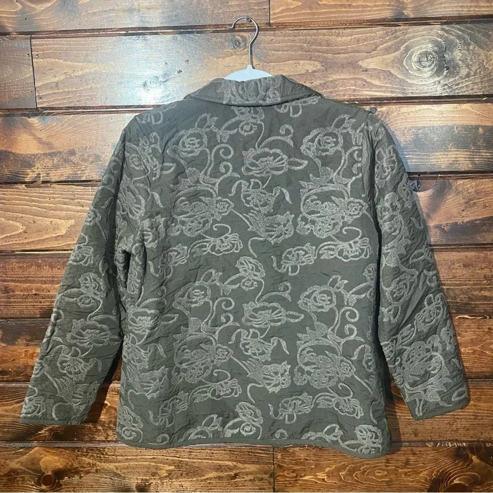 Focus Textured Tapestry Button Down Collared Jacket/Blazer Women's Size Small